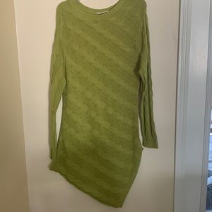 Olive green a-symmetrical long sleeve tunic sweater
